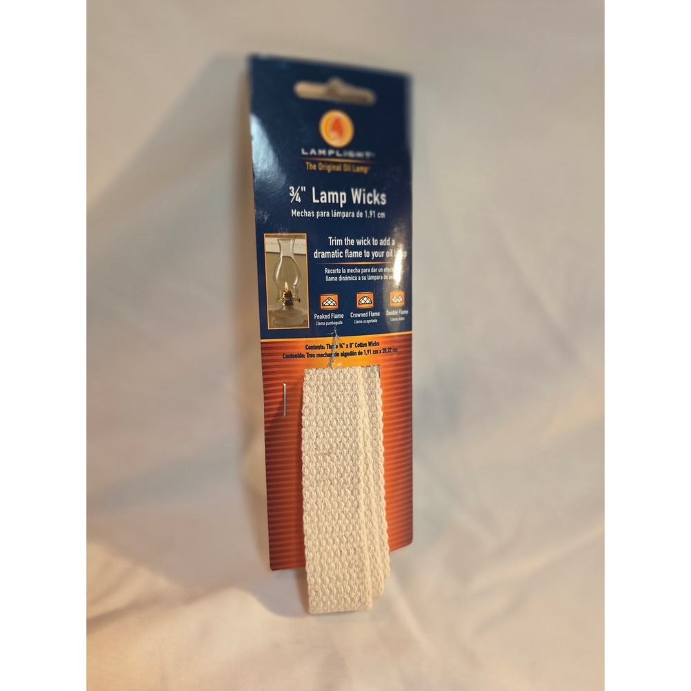 Lamplight 3/4" Cotton Lamp Wicks 8" Long Replacement Oil Lamp Wick 3 Pack 09996